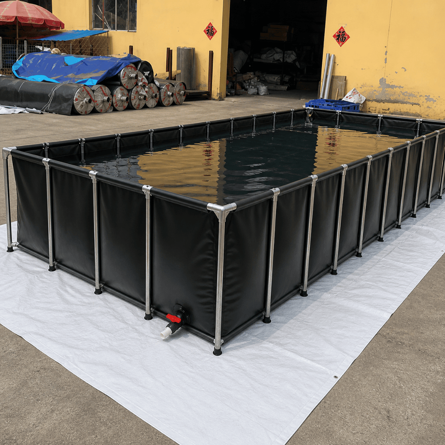 Rectangular Galvanized Frame Black Fish Farming Tank with Clear Panel