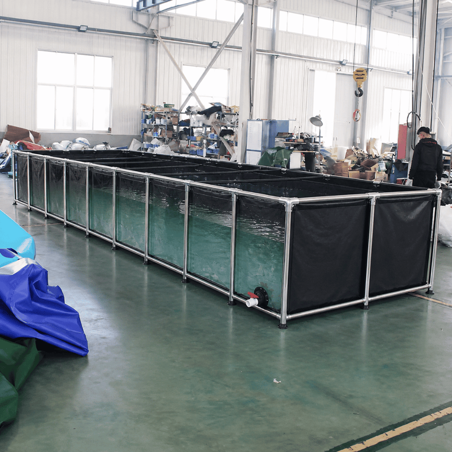 Rectangular Galvanized Frame Black Fish Farming Tank with Clear Panel