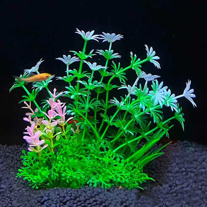 Artificial Underwater Aquarium Plant – Plastic Aquatic Shrub with Resin Base for Fish Tank Decoration