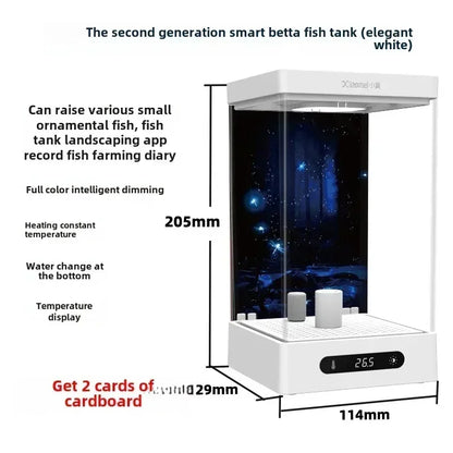 Smart Betta Fish Tank – Mini Desktop Self-Circulating Aquarium with Intelligent Heating, RGB Lighting & App Control (1.6L)