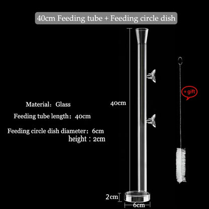10cm–40cm Glass Shrimp Feeding Tube with Dish