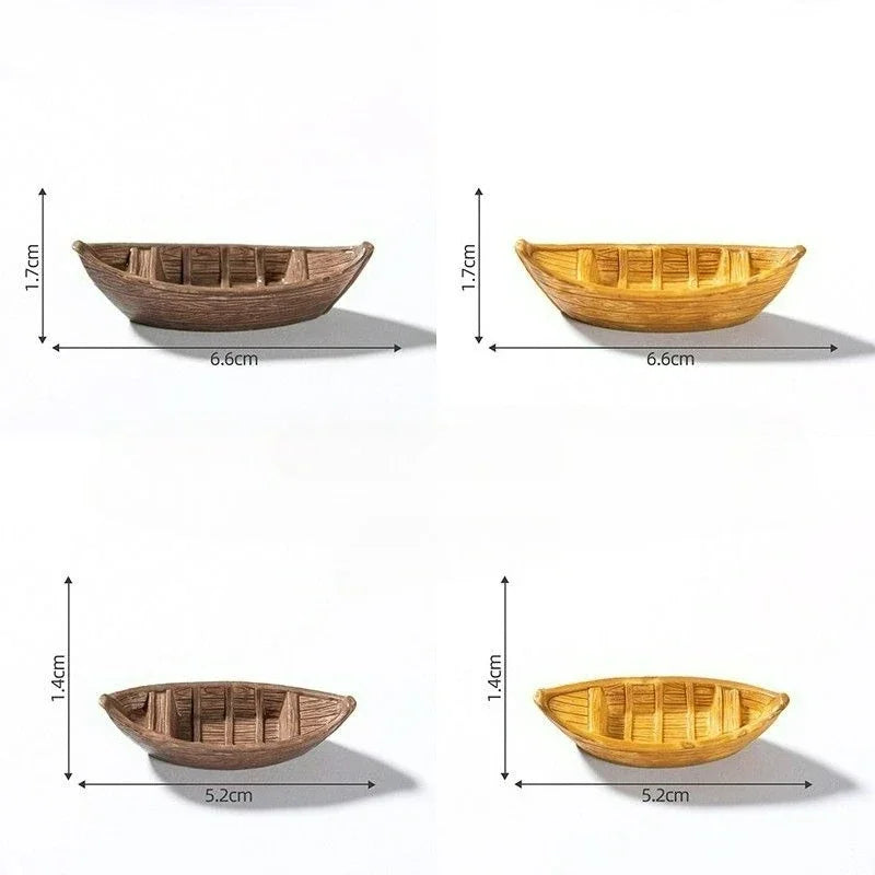 Mini Floating Boat Figurine – Resin Micro Landscape Ornament for Aquariums, Bonsai & DIY Terrarium Decoration
