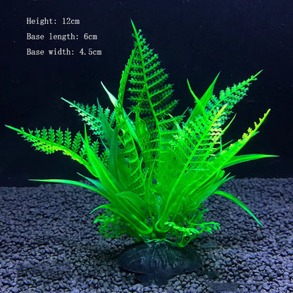 Artificial Underwater Aquarium Plant – Plastic Aquatic Shrub with Resin Base for Fish Tank Decoration