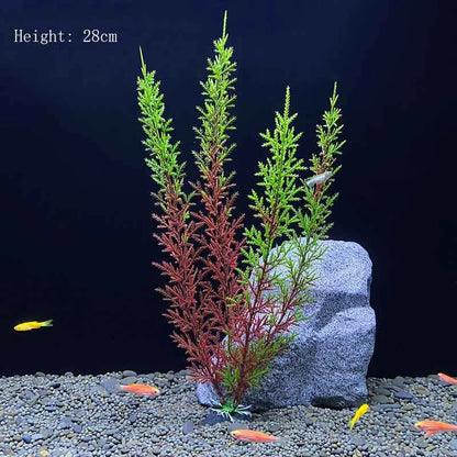 Artificial Underwater Aquarium Plant – Plastic Aquatic Shrub with Resin Base for Fish Tank Decoration