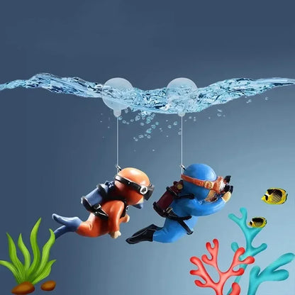 Floating Diver Ornament – PVC Aquarium Decoration with Buoy Ball for Fish Tanks and Miniature Landscapes