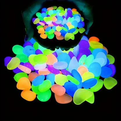 Glow-in-the-Dark Garden Pebbles – 3–5mm Luminous Decorative Stones for Aquarium, Pathways, and DIY Landscaping (100–500pcs)