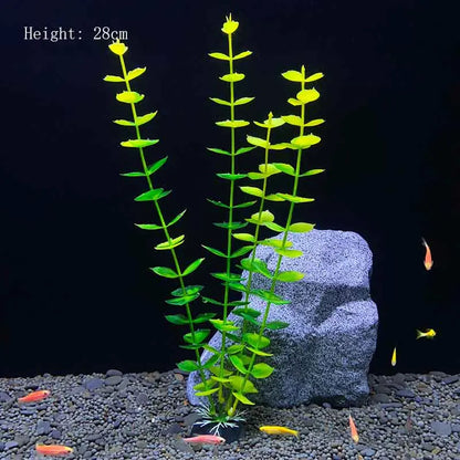 Artificial Underwater Aquarium Plant – Plastic Aquatic Shrub with Resin Base for Fish Tank Decoration