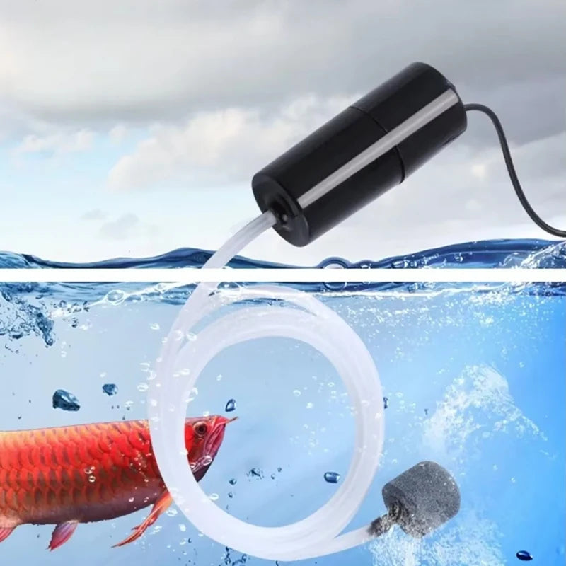 USB Portable Mini Aquarium Air Pump – Rechargeable Oxygenator for Small Fish Tanks & Outdoor Fishing