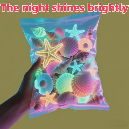 100PCS Marine Luminous Stones – Glow-in-the-Dark Aquarium Shell & Starfish Decor Stones for Landscapes, Tanks & Gardens