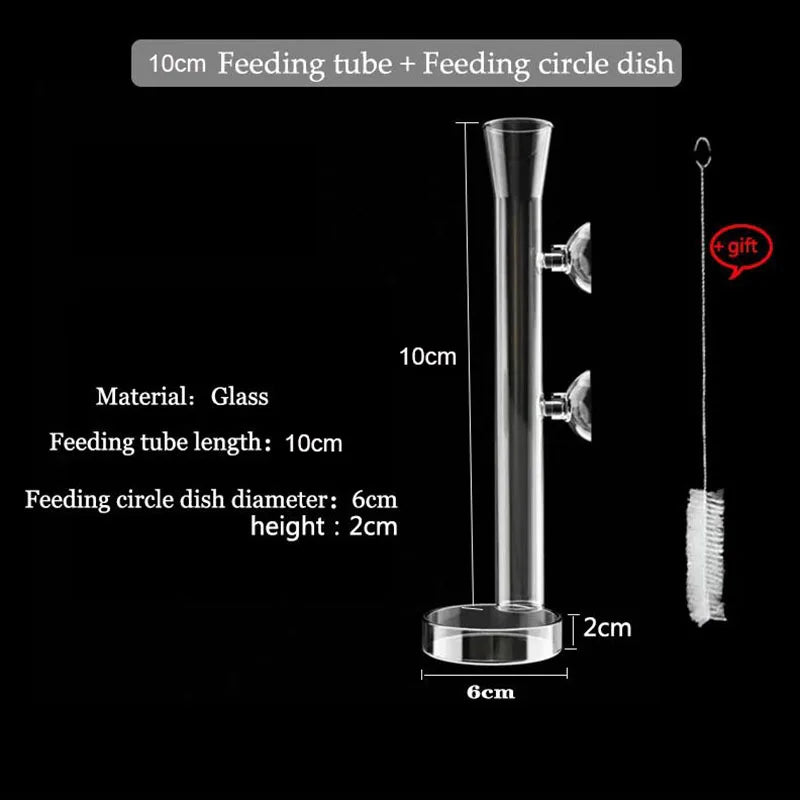10cm–40cm Glass Shrimp Feeding Tube with Dish