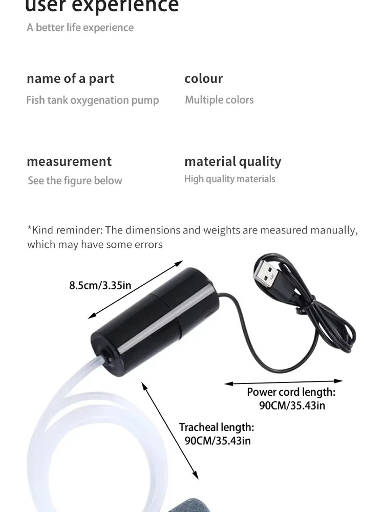 USB Portable Mini Aquarium Air Pump – Rechargeable Oxygenator for Small Fish Tanks & Outdoor Fishing