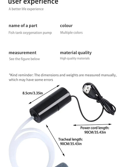 USB Portable Mini Aquarium Air Pump – Rechargeable Oxygenator for Small Fish Tanks & Outdoor Fishing