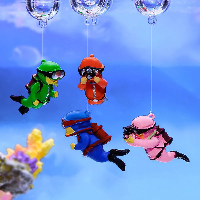 Floating Diver Ornament – PVC Aquarium Decoration with Buoy Ball for Fish Tanks and Miniature Landscapes