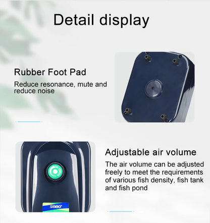 SOBO High-Power Aquarium Air Pump (220–240V) – Ultra Silent Adjustable Oxygen Pump | Single / Dual / Quad Outlet Models
