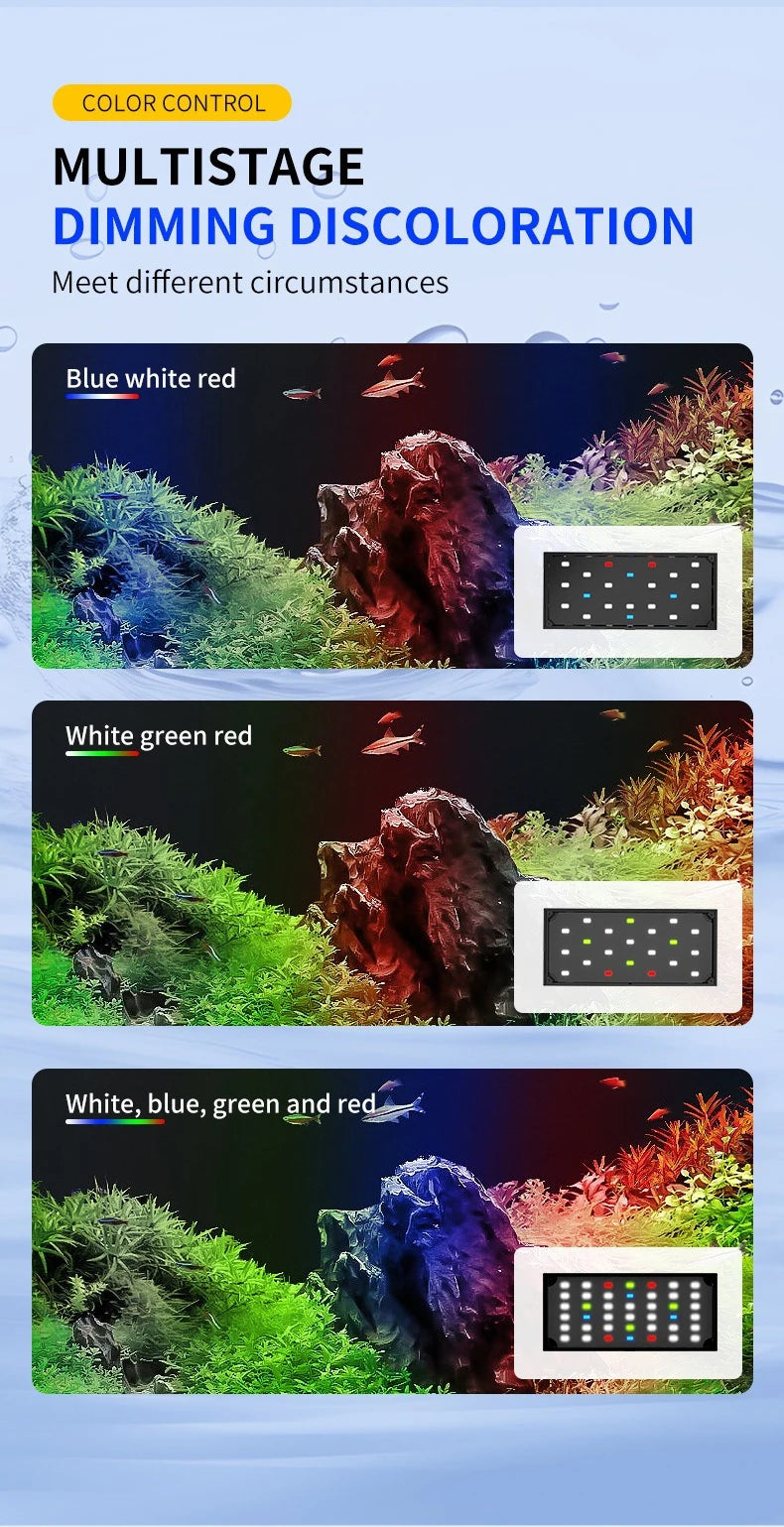 USB Aquarium LED Grow Light – Full Spectrum Clip-On Lamp with 10-Level Brightness, Timer & 360° Adjustable Arm for Planted Tanks