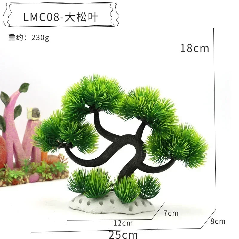 Artificial Aquarium Bonsai Tree – Resin Base with Lush Green Foliage for Aquascaping & Fish Tank Landscaping