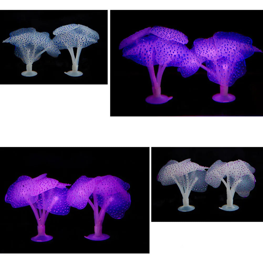 Luminous Silicone Anemone Aquarium Ornament – Glowing Artificial Coral Plant Decor for Fish Tanks