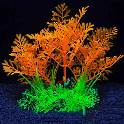 Artificial Underwater Aquarium Plant – Plastic Aquatic Shrub with Resin Base for Fish Tank Decoration