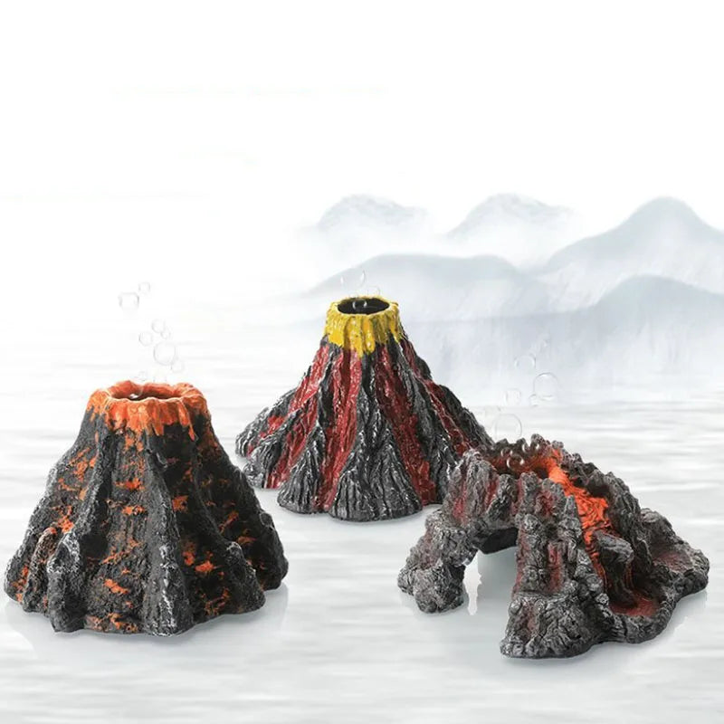 Resin Volcano Aquarium Ornament with Air Stone Chamber – Bubble Effect Decoration for Fish Tanks