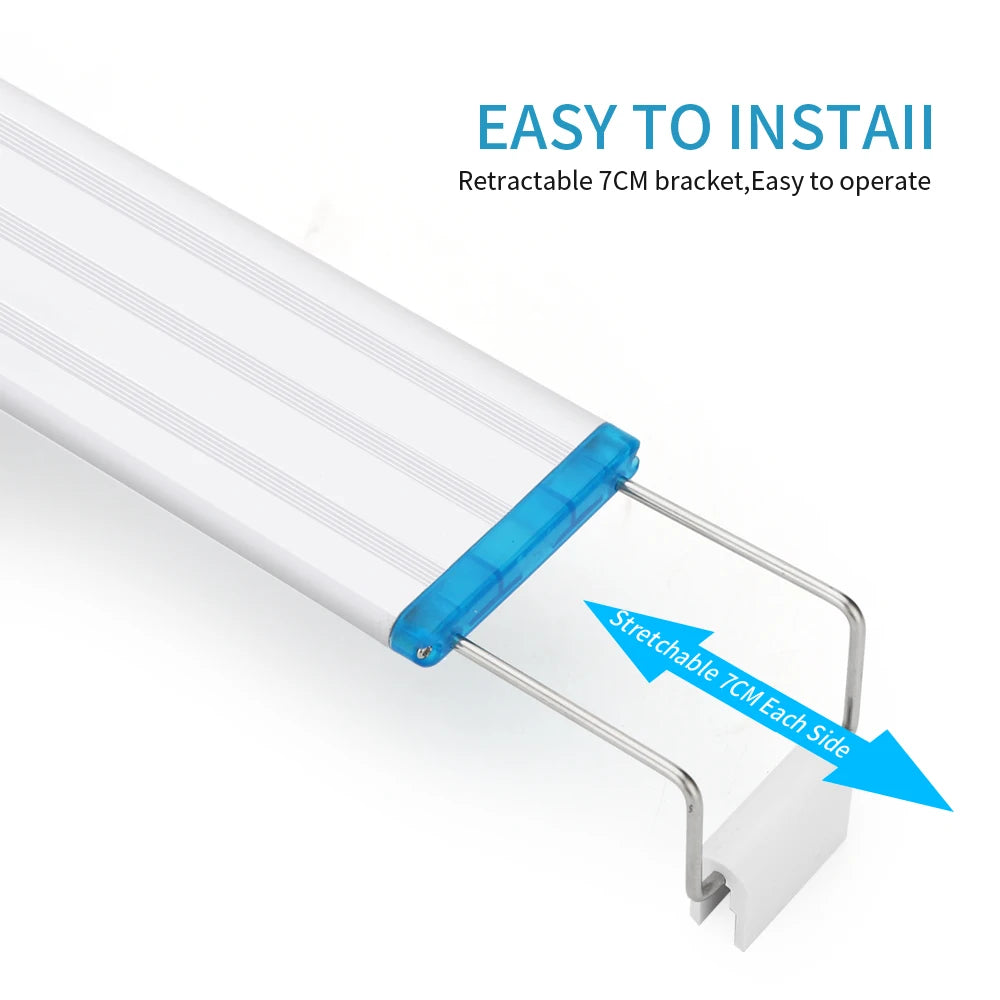 Ultra-Thin LED Aquarium Light – Expandable Clip-On Plant Light (18–75CM Models, Full Spectrum, 220-240V)