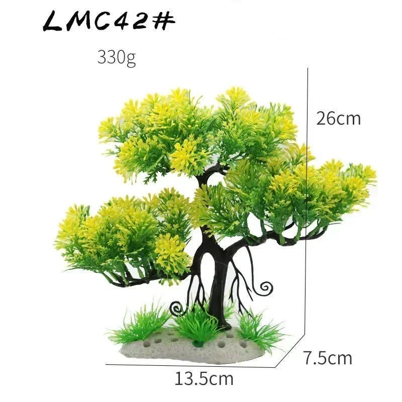 Artificial Aquarium Bonsai Tree – Resin Base with Lush Green Foliage for Aquascaping & Fish Tank Landscaping