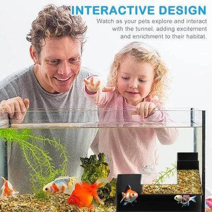 Underground Aquarium Tunnel Hideout – Fish & Shrimp Shelter, Buried Corner Cave for Corydoras, Loaches, Plecos & Shrimp Tanks
