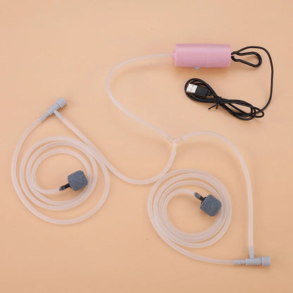 USB Mini Aquarium Air Pump – Silent Oxygenator with Air Stone, Portable 5V Oxygen Aerator for Fish Tanks & Outdoor Use