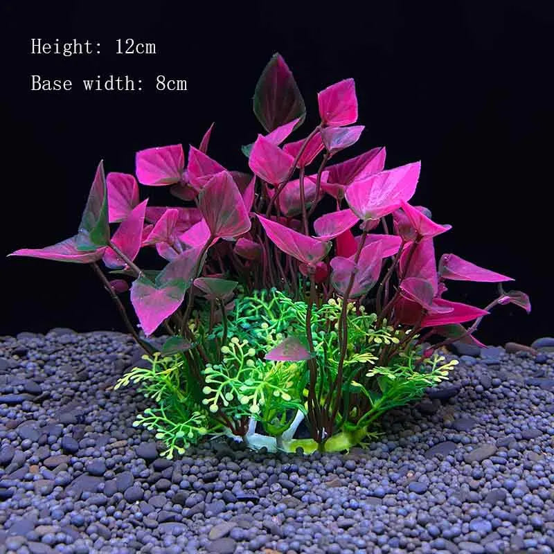 Artificial Underwater Aquarium Plant – Plastic Aquatic Shrub with Resin Base for Fish Tank Decoration
