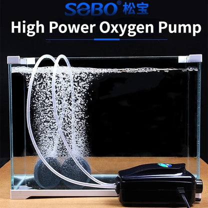 SOBO SB-738 Aquarium Oxygen Pump – Dual Outlet 3.5W Adjustable High-Power Air Pump for 50–60cm Tanks