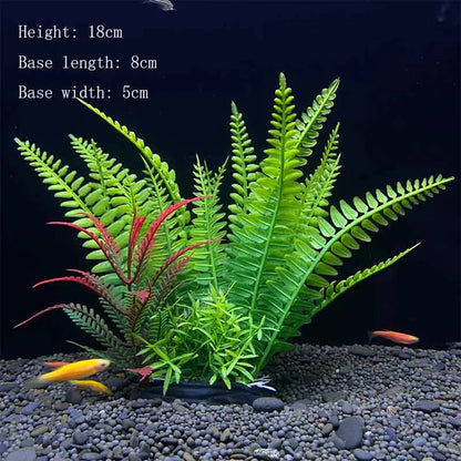 Artificial Underwater Aquarium Plant – Plastic Aquatic Shrub with Resin Base for Fish Tank Decoration