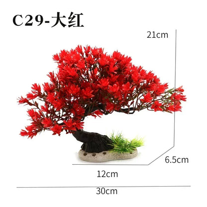 Artificial Aquarium Bonsai Tree – Resin Base with Lush Green Foliage for Aquascaping & Fish Tank Landscaping