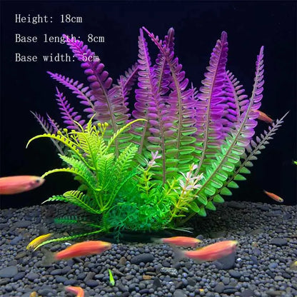 Artificial Underwater Aquarium Plant – Plastic Aquatic Shrub with Resin Base for Fish Tank Decoration