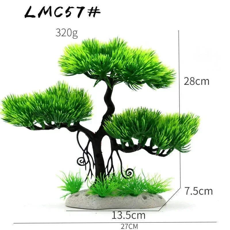 Artificial Aquarium Bonsai Tree – Resin Base with Lush Green Foliage for Aquascaping & Fish Tank Landscaping
