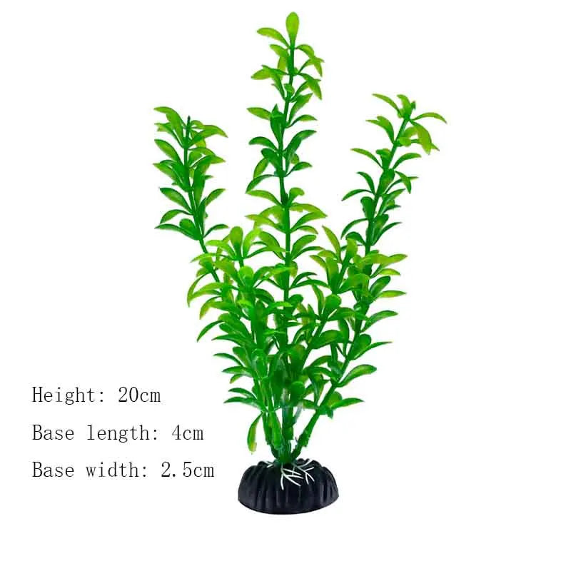 Artificial Underwater Aquarium Plant – Plastic Aquatic Shrub with Resin Base for Fish Tank Decoration