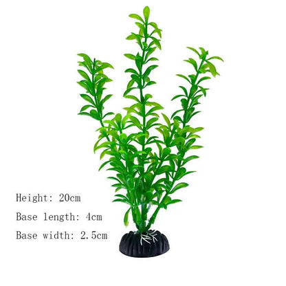 Artificial Underwater Aquarium Plant – Plastic Aquatic Shrub with Resin Base for Fish Tank Decoration