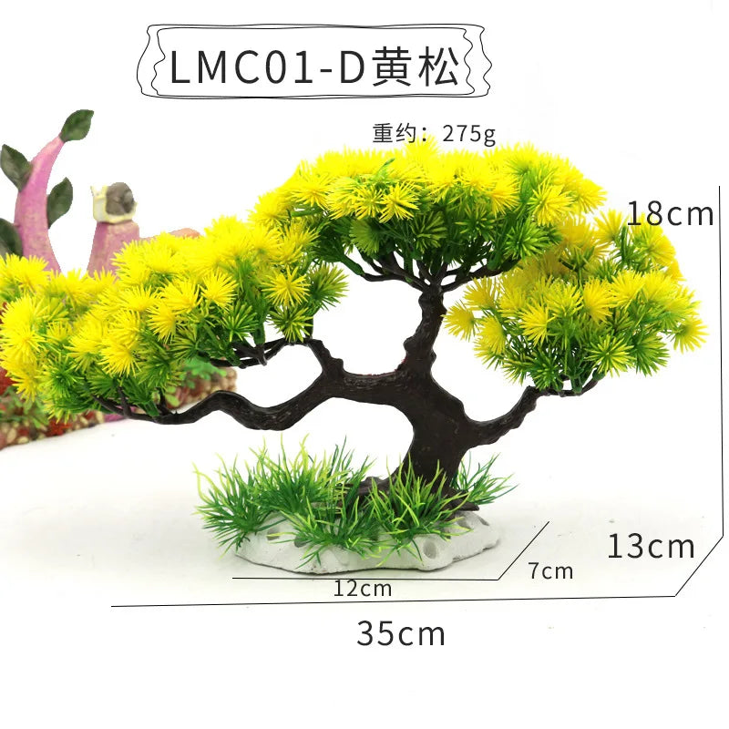 Artificial Aquarium Bonsai Tree – Resin Base with Lush Green Foliage for Aquascaping & Fish Tank Landscaping