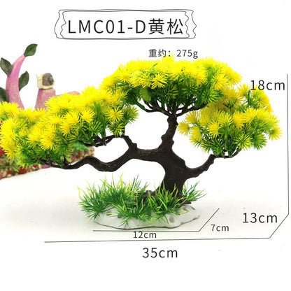 Artificial Aquarium Bonsai Tree – Resin Base with Lush Green Foliage for Aquascaping & Fish Tank Landscaping