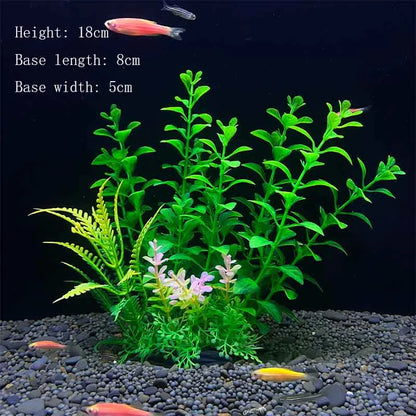Artificial Underwater Aquarium Plant – Plastic Aquatic Shrub with Resin Base for Fish Tank Decoration