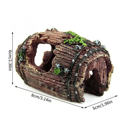 Resin Barrel Hideout – Aquarium Escape House & Landscaping Decoration