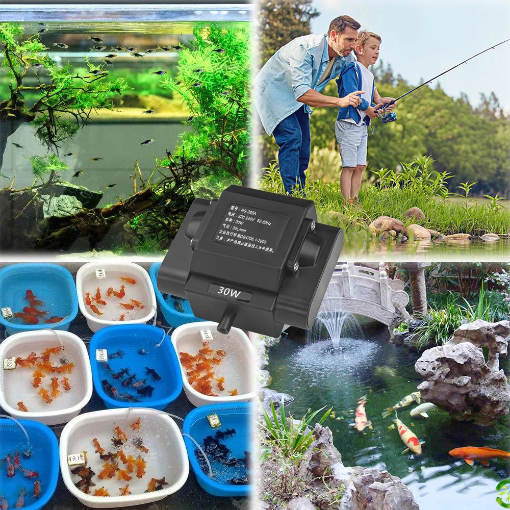 Aquarium Air Pump, High-Output Oxygen Aerator with 4 Outlets for Fish Tanks & Hydroponics