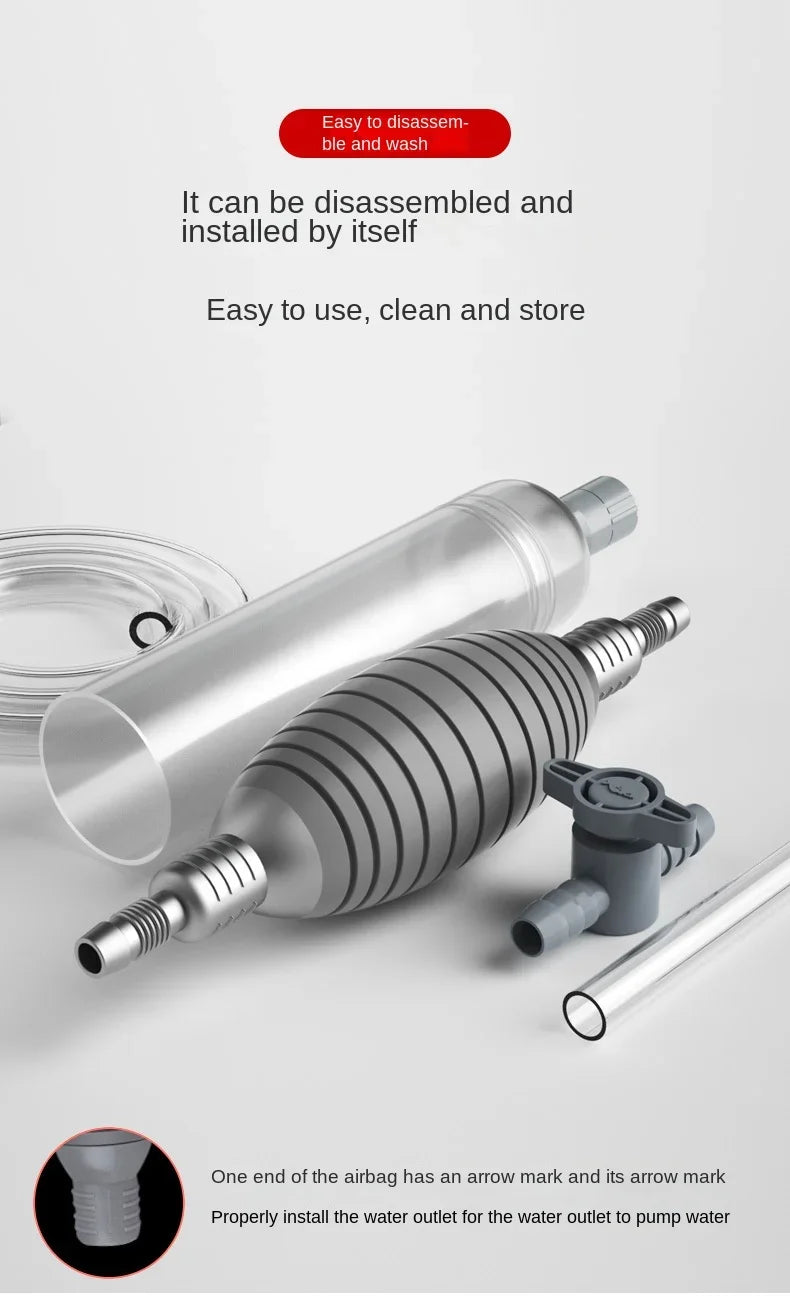 Aquarium Siphon Vacuum Cleaner – Manual Water Changer & Gravel Cleaner Pump for Fish Tanks