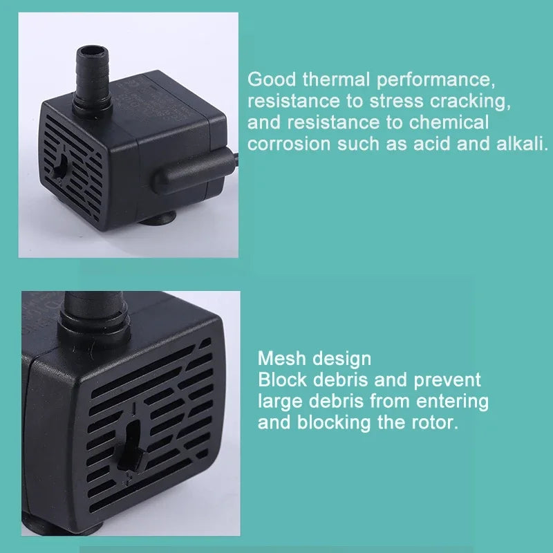 USB 5V Ultra-Quiet Aquarium Pump – Mini Submersible Filtration & Circulation Pump (3W/5W, 150L/H Flow)