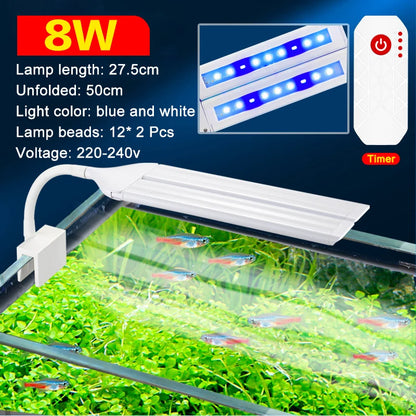 Super Bright Clip-On LED Aquarium Light — Full Spectrum Plant Grow Lamp with 5730 LEDs | 4W / 8W / 13W | 220–240V