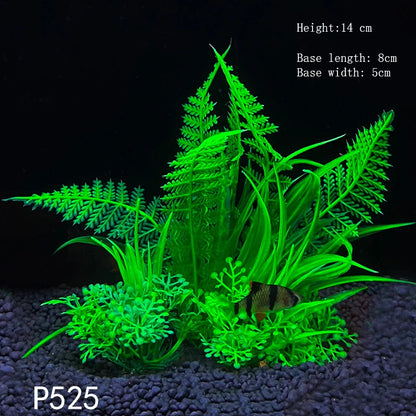Artificial Underwater Aquarium Plant – Plastic Aquatic Shrub with Resin Base for Fish Tank Decoration