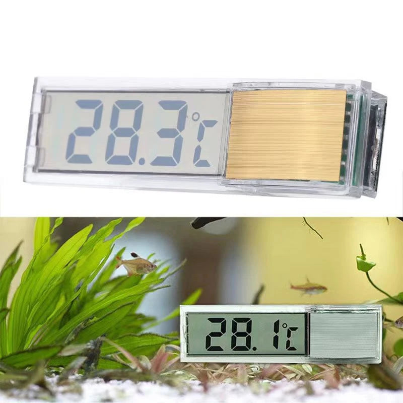 Digital LED Aquarium Thermometer – External Stick-On Fish Tank Temperature Gauge (Silver/Gold)