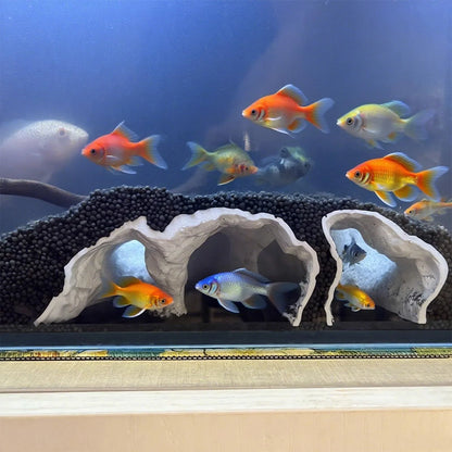Gravel Tunnel Cave Aquarium Ornament – Smooth Resin Fish Hideout with Natural Curve Design
