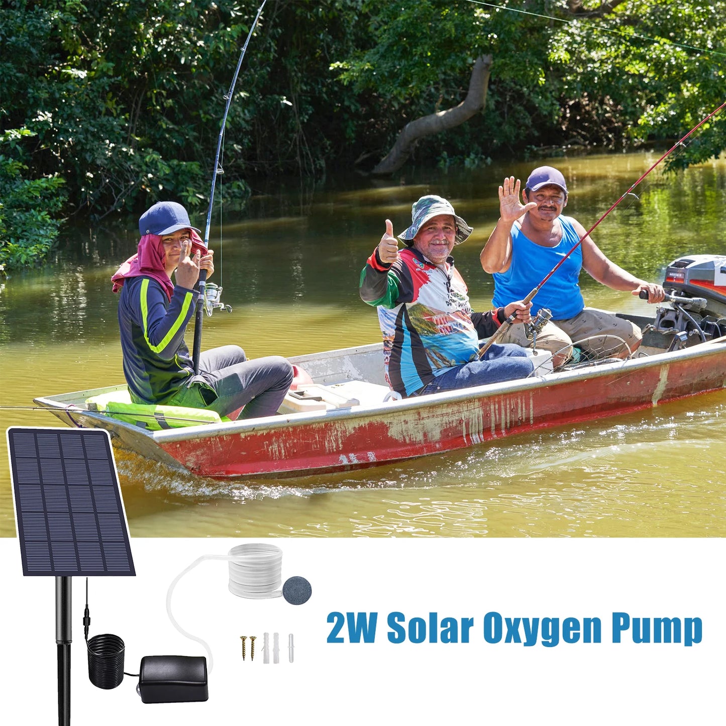 2W Solar Oxygen Pump for Ponds and Outdoor Fish Tanks