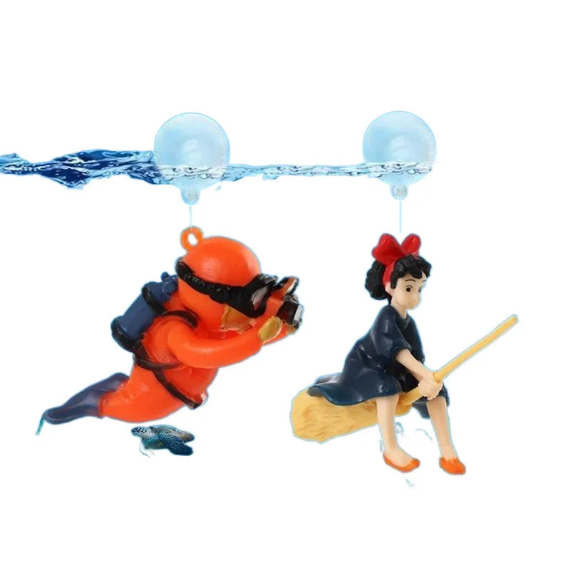 Floating Diver Ornament – PVC Aquarium Decoration with Buoy Ball for Fish Tanks and Miniature Landscapes