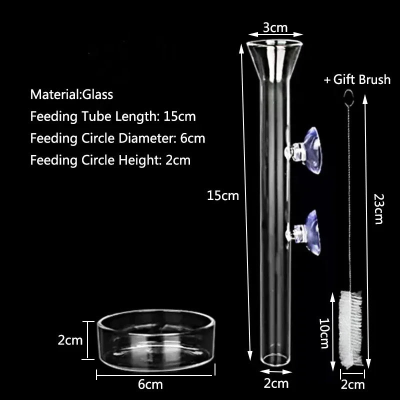 10cm–40cm Glass Shrimp Feeding Tube with Dish