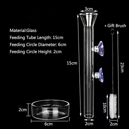 10cm–40cm Glass Shrimp Feeding Tube with Dish